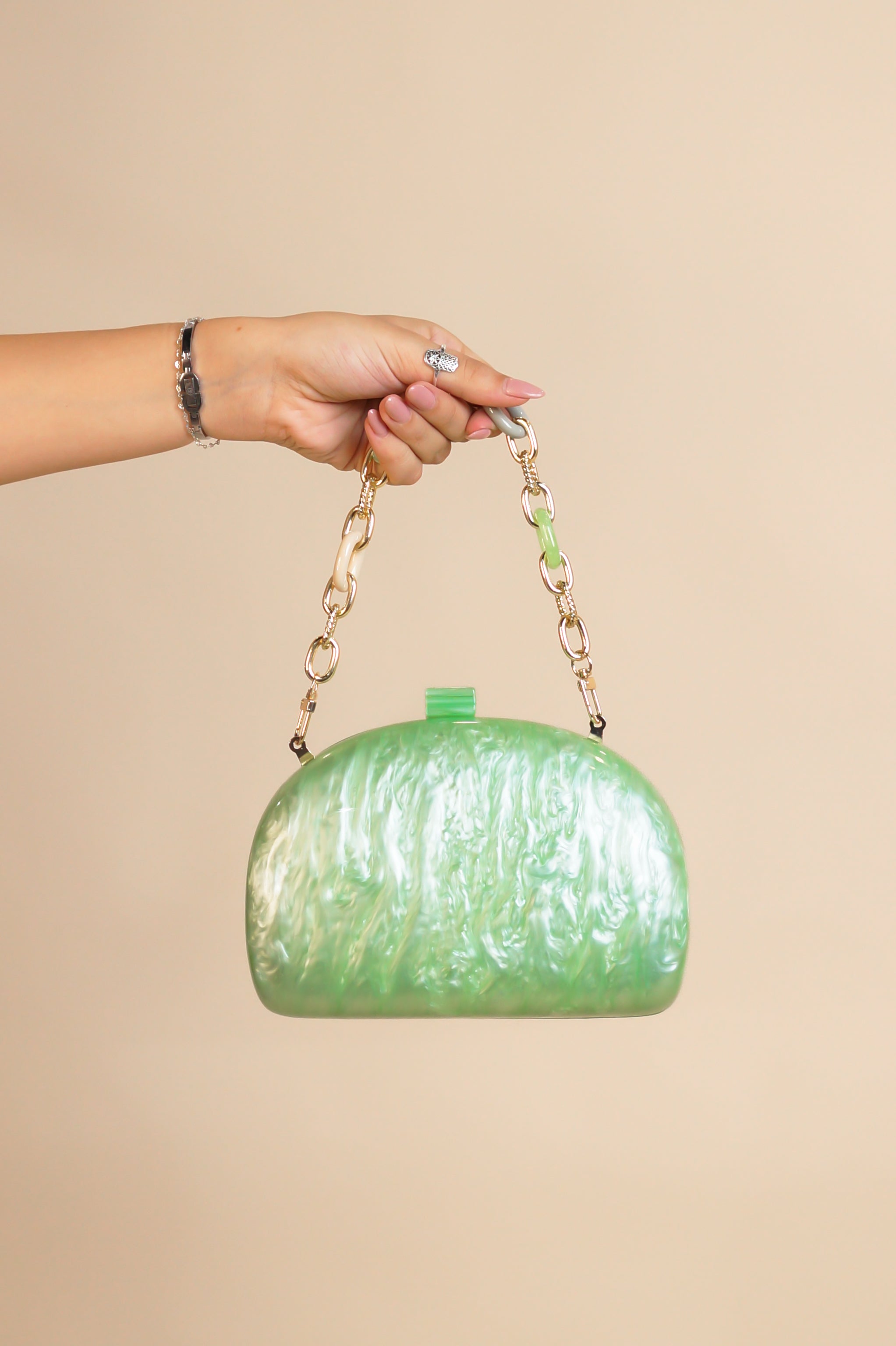 Beach Club Vibe Purse - Green - Pink - White