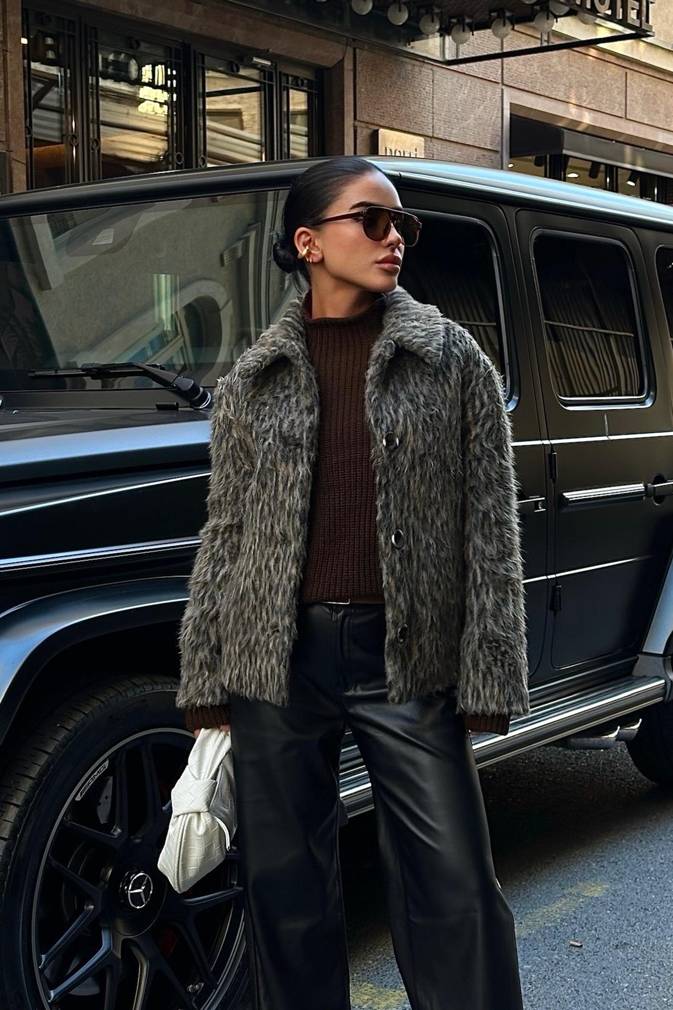 Leopard Faux Fur Lined Jacket – Premium Casual Winter Coat