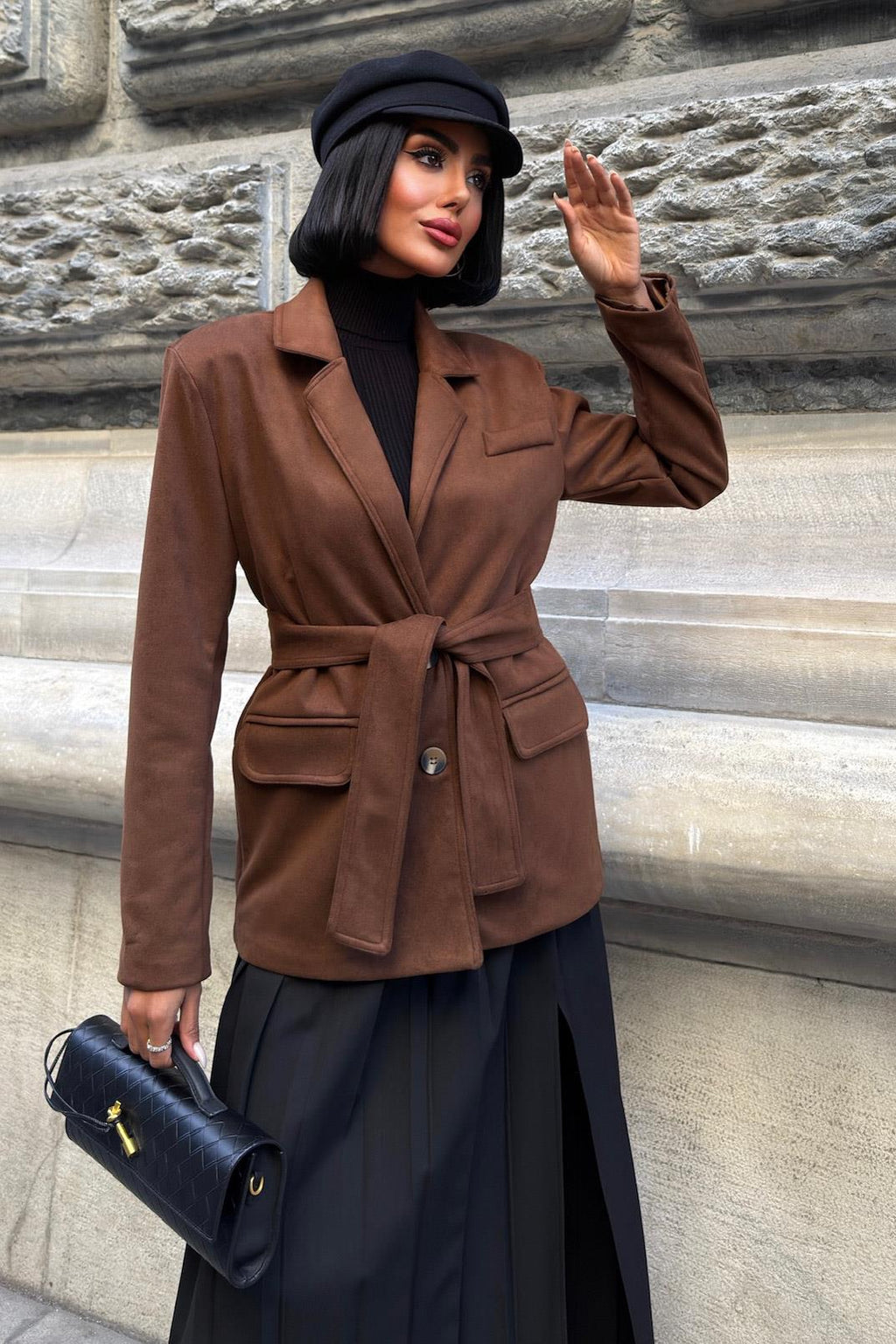 Soft Suede Belted Blazer Jacket – Timeless Chic Outerwear for Everyday Elegance