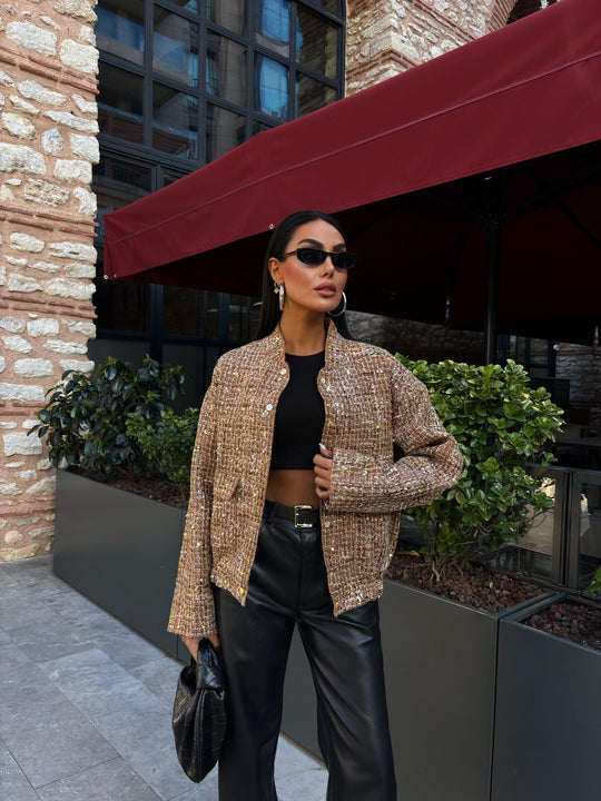 Sequin Tweed Oversized Jacket – Luxe Evening Statement