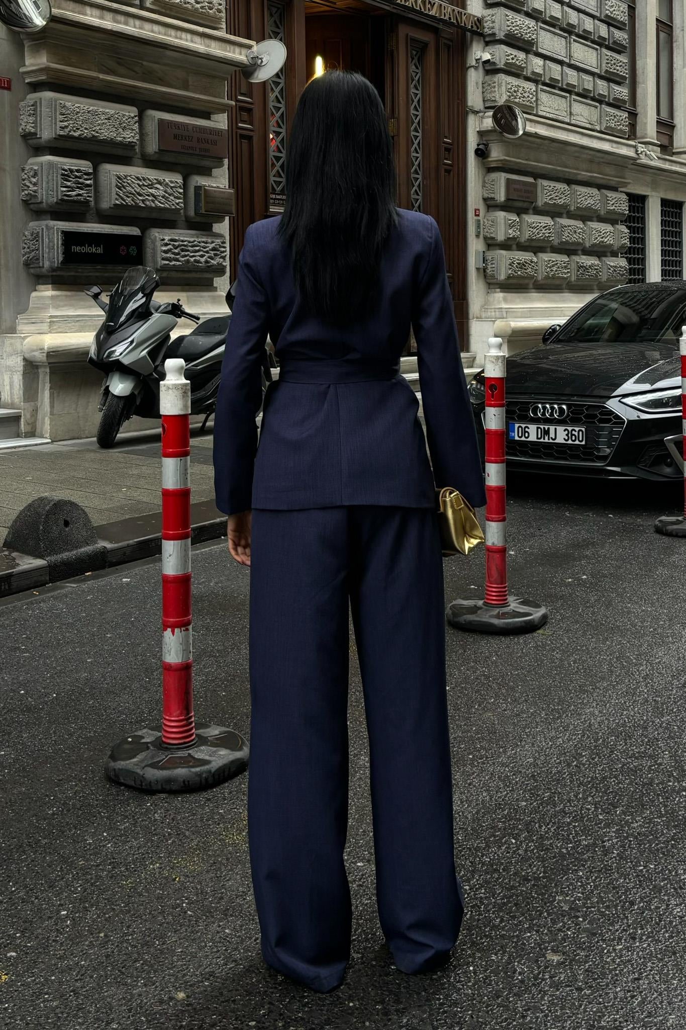 Belted Blazer & Trousers Set – Elegant Business Two-Piece Suit for Women