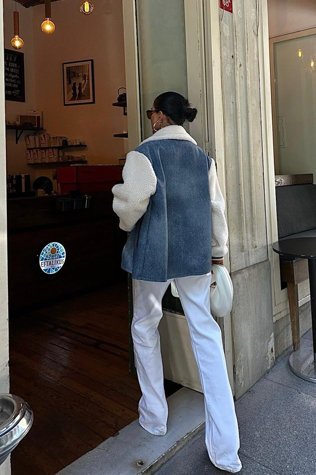 Denim & Sherpa Panel Bomber Jacket – Cozy Street Chic Contrast Design