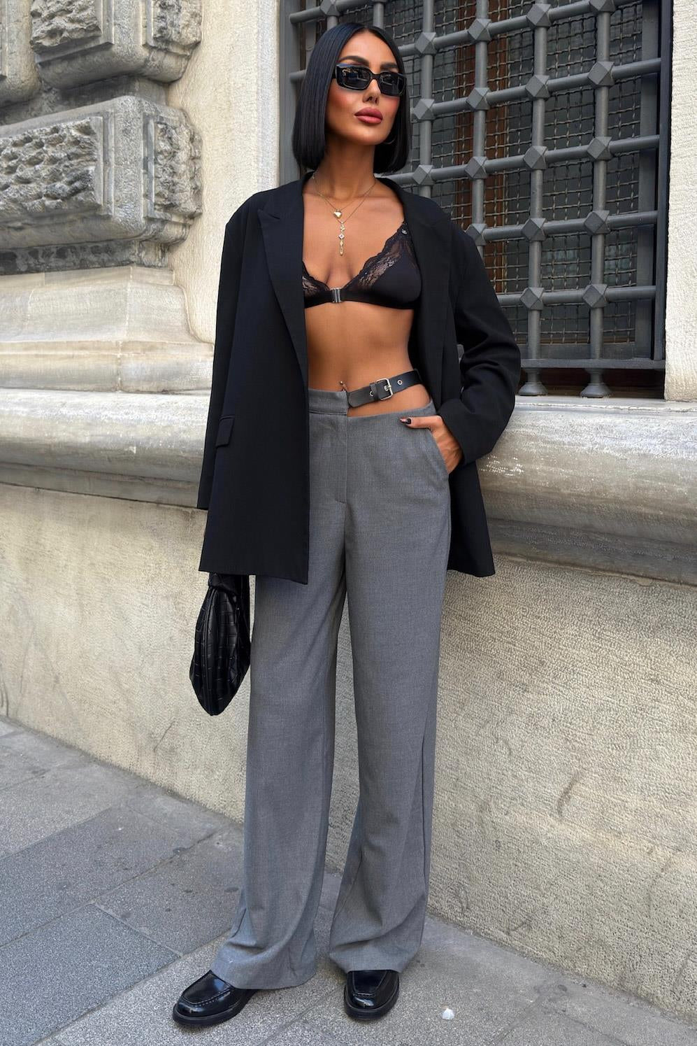 Belted High-Waist Wide Leg Pants – Premium Polyviscose Fabric