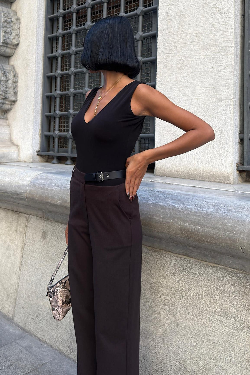 Belted High-Waist Wide Leg Pants – Premium Polyviscose Fabric