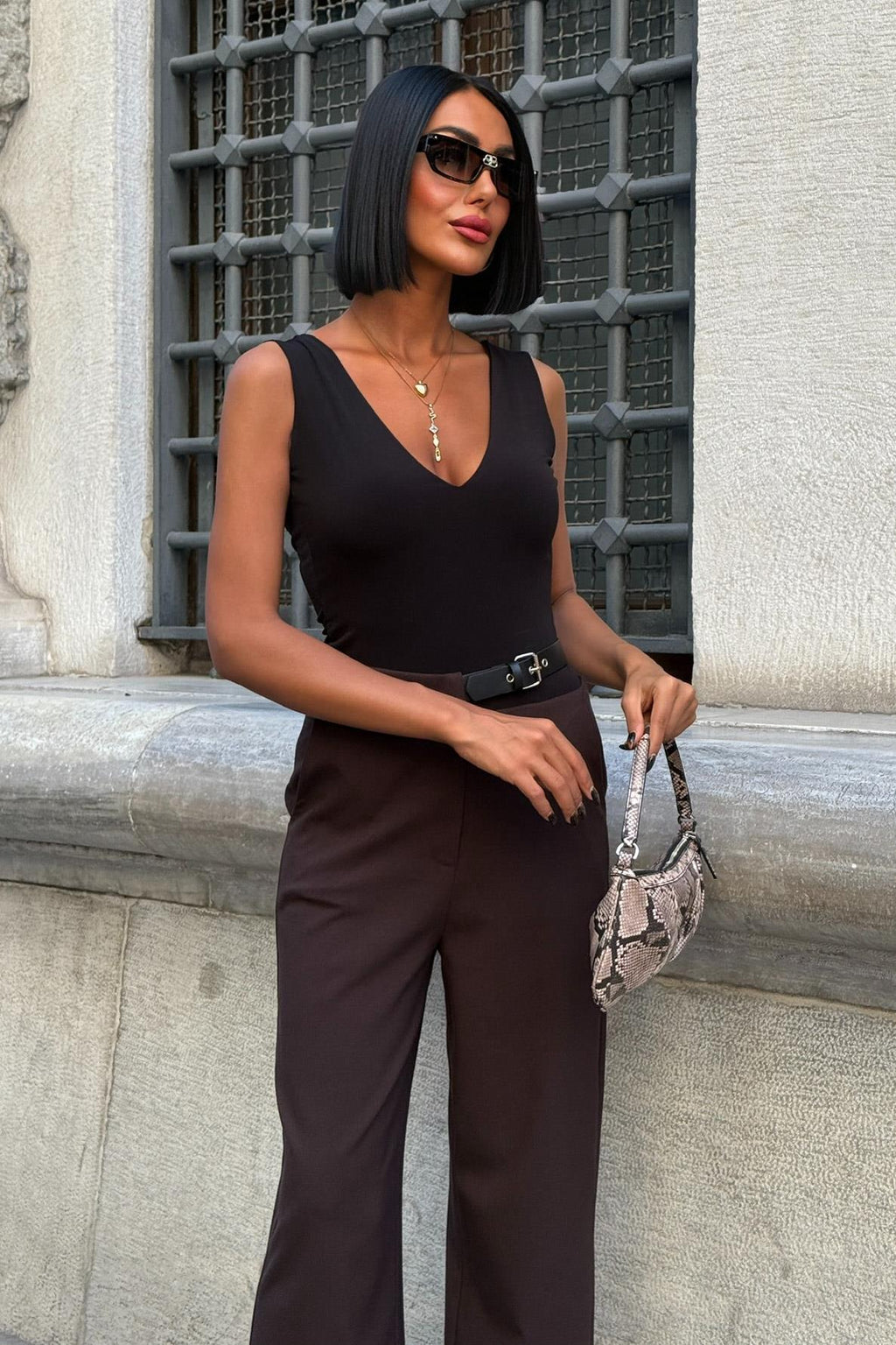 Belted High-Waist Wide Leg Pants – Premium Polyviscose Fabric