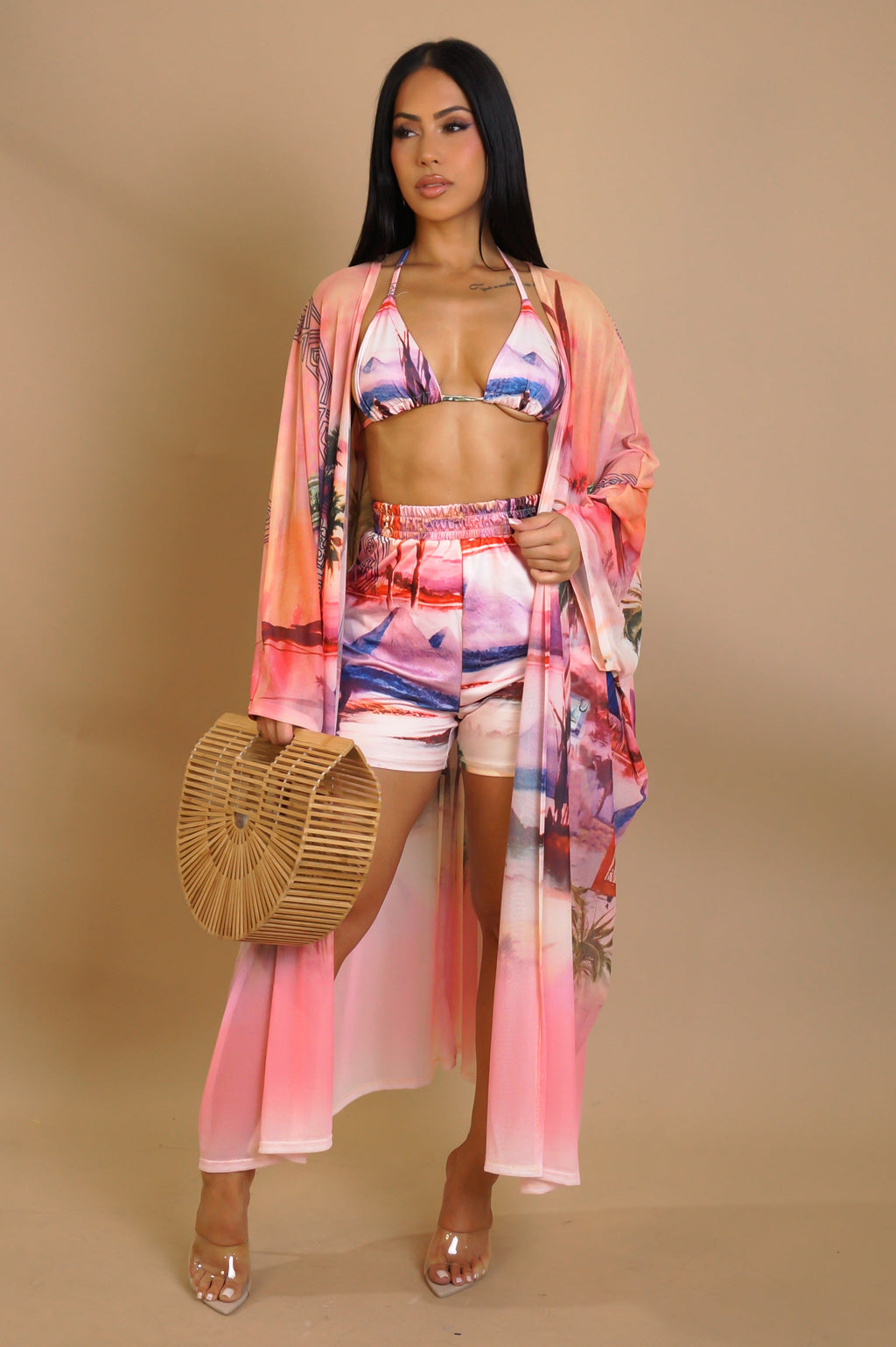 Yacht Weekend Three Piece Short Set - Pink