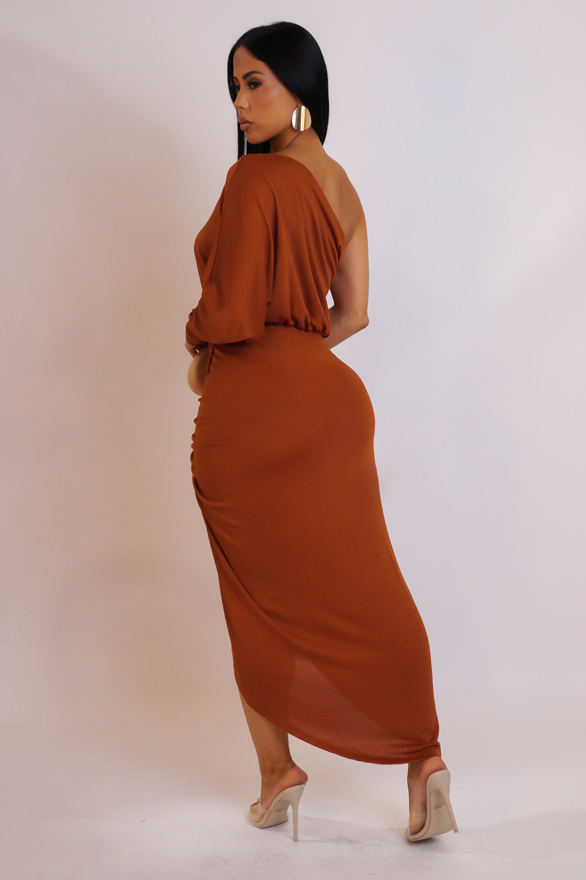 Who Is She Midi Dress - Brown