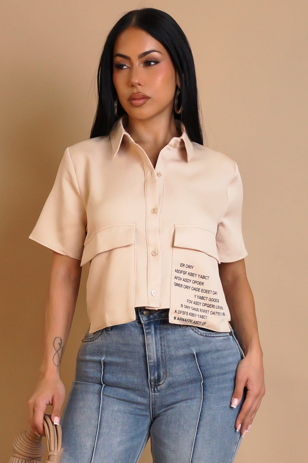 In The Afternoon Crop Top - Tan