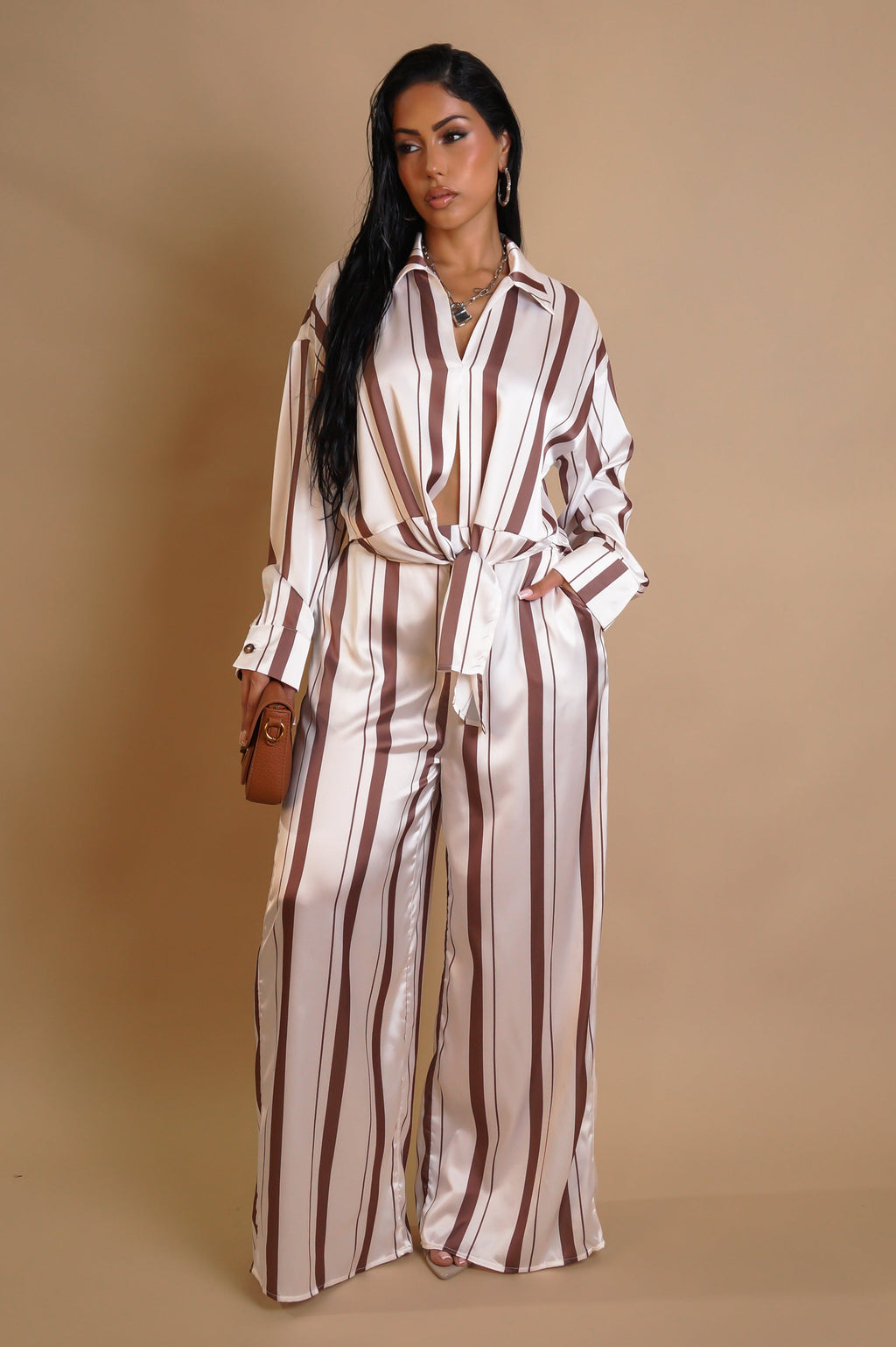 The Polished Look Pant Set - Brown
