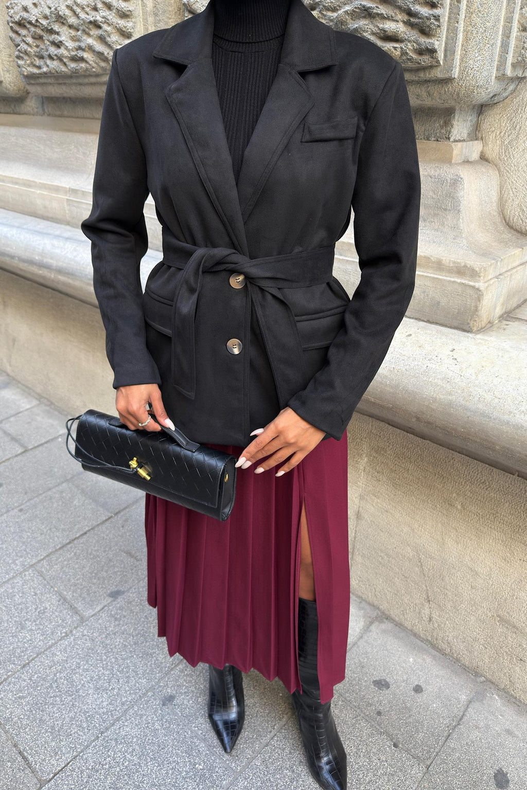 Soft Suede Belted Blazer Jacket – Timeless Chic Outerwear for Everyday Elegance
