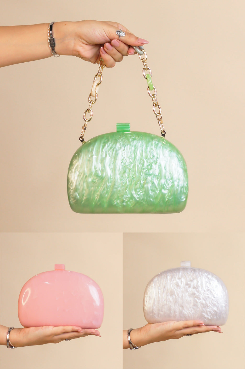 Beach Club Vibe Purse - Green - Pink - White