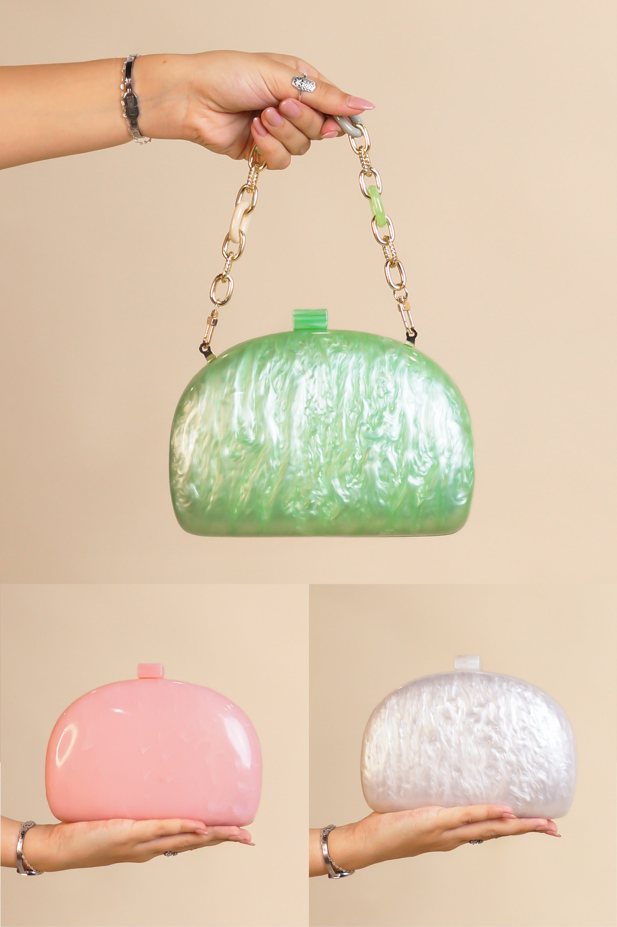 Beach Club Vibe Purse - Green - Pink - White