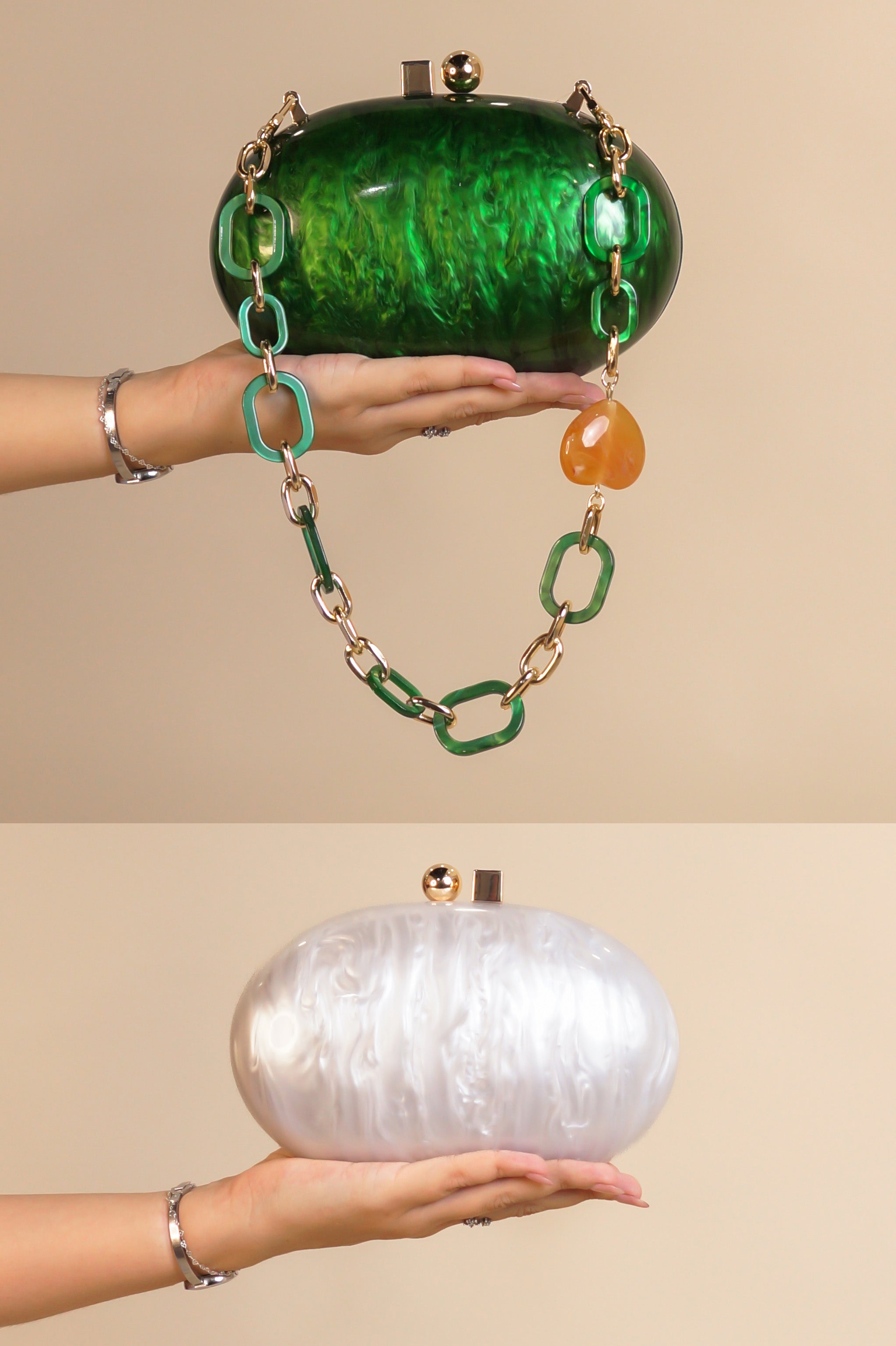 By The Shore Purse - White - Green