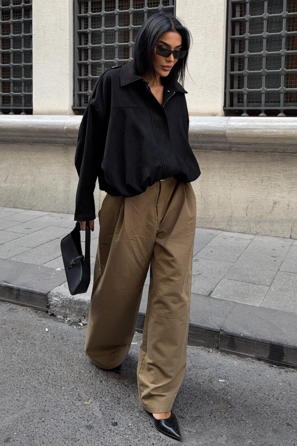 Premium Suede Bomber Jacket – Oversized Short Jacket for Women