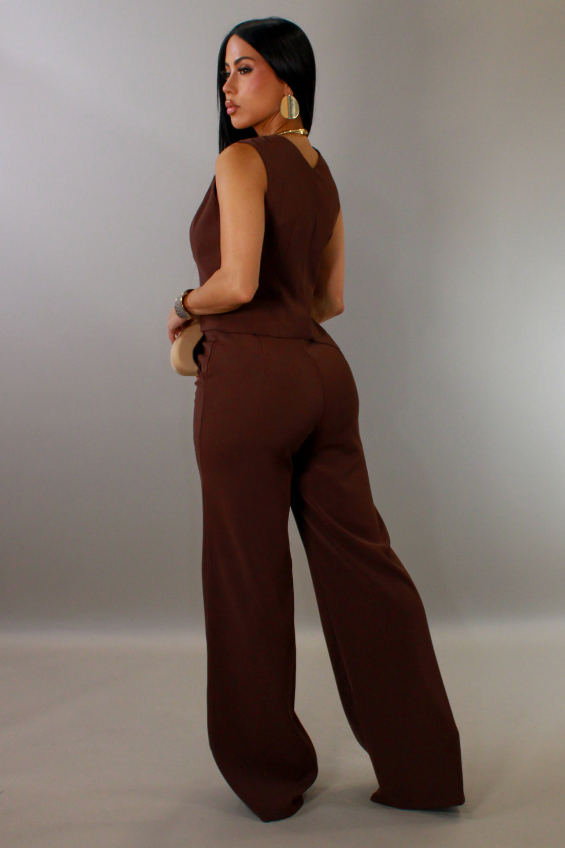 Lady Boss Pant Set - Brown